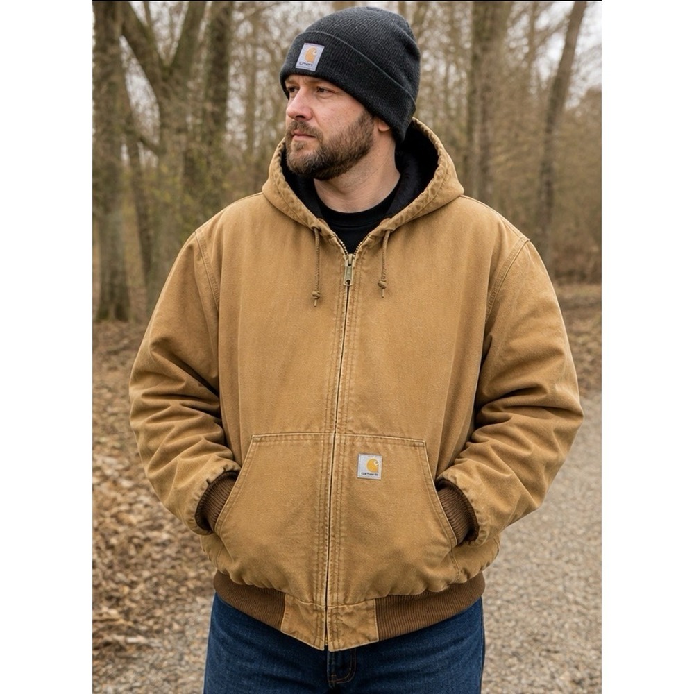 Carhartt J140 Duck Jacket 3XLβ Brown USA Made Hooded Workwear Quilt Lined